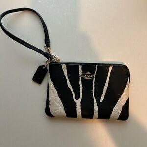 Coach Zebra Print Wristlet in Black and White